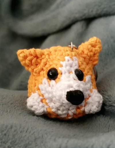 Porte-clé corgi crochet